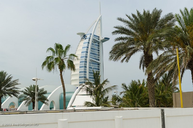 20120406_110426 Nikon D3S 2x3.jpg - The Burj Al Arab is the world's most luxurious hotel.  It is designed to resemble a billowing sail.  It sits on a man-made island attached to the mainland by a small bridge.